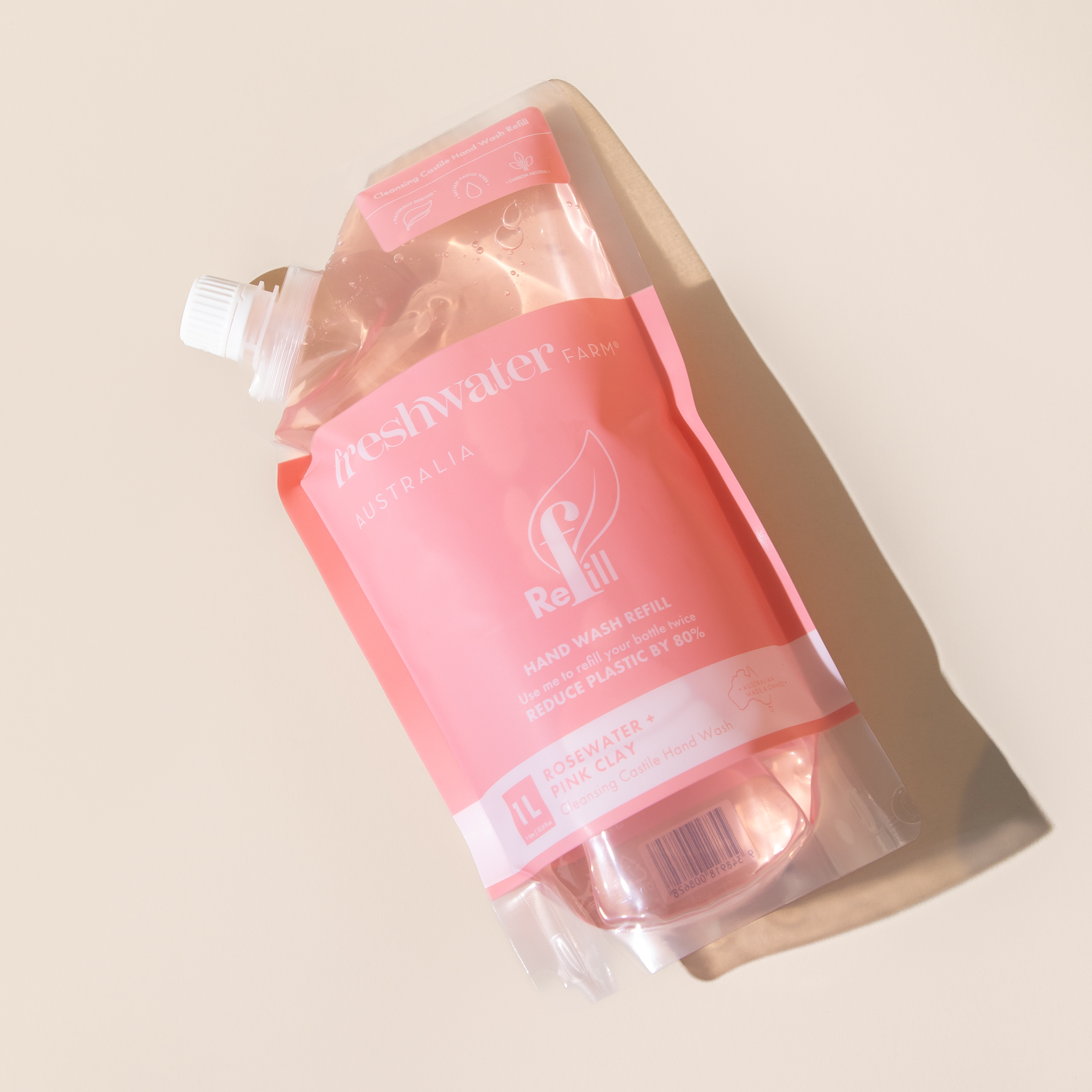 HAND WASH REFILL | Cleansing Rosewater + Pink Clay Pouch Refill 1L