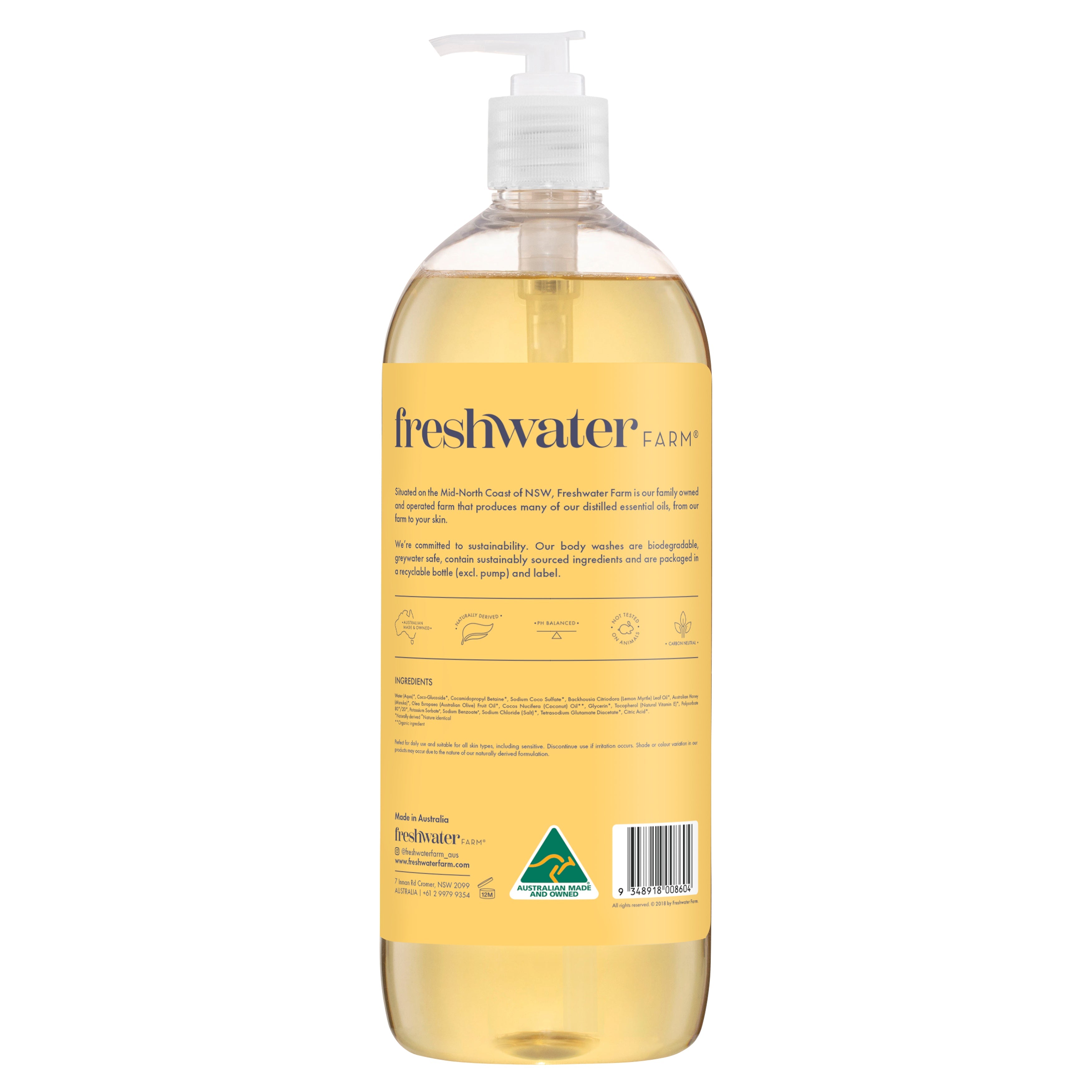 BODY WASH | Soothing Lemon Myrtle Oil + Manuka Honey 1 Litre