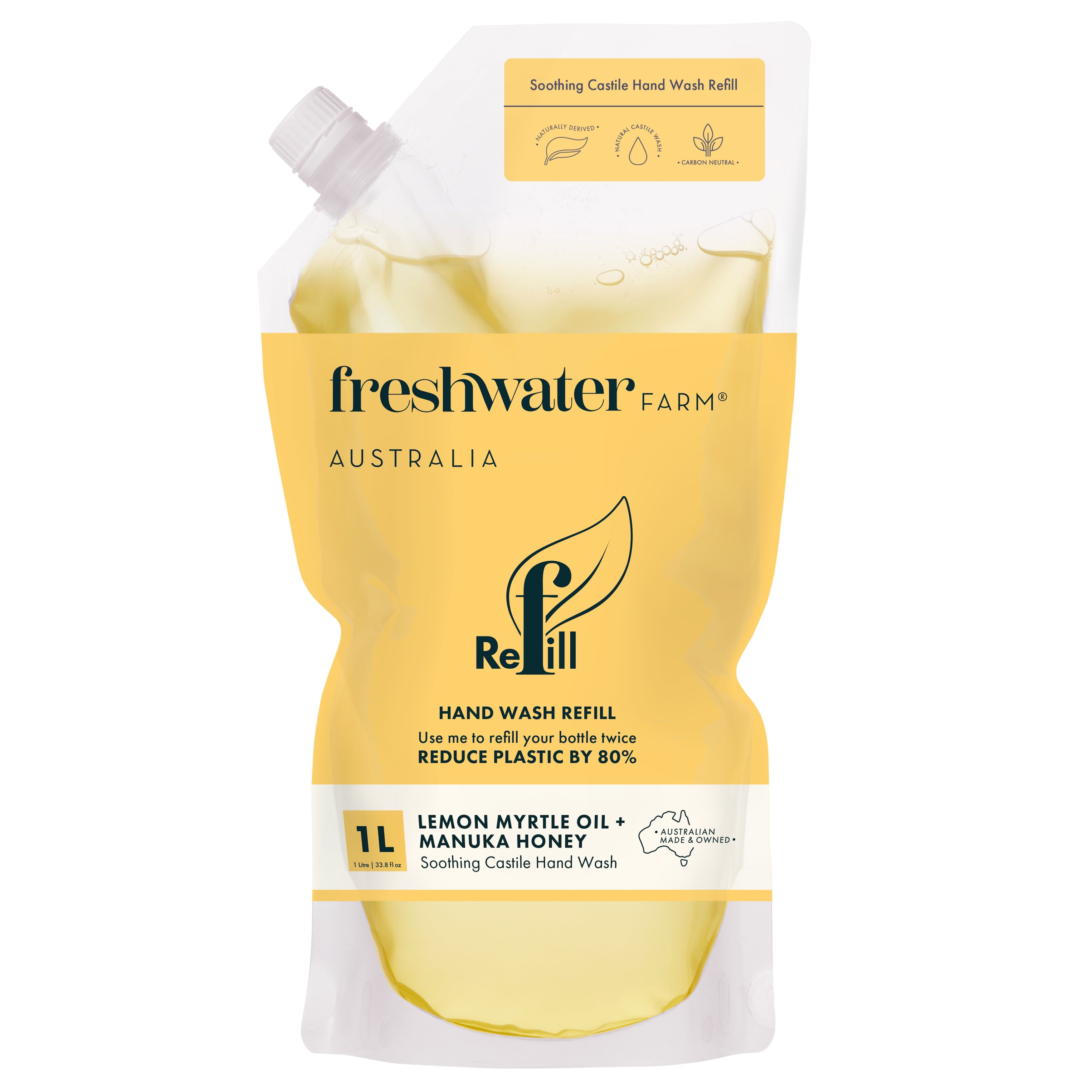 HAND WASH REFILL | Soothing Lemon Myrtle Oil + Manuka Honey Pouch Refill 1L