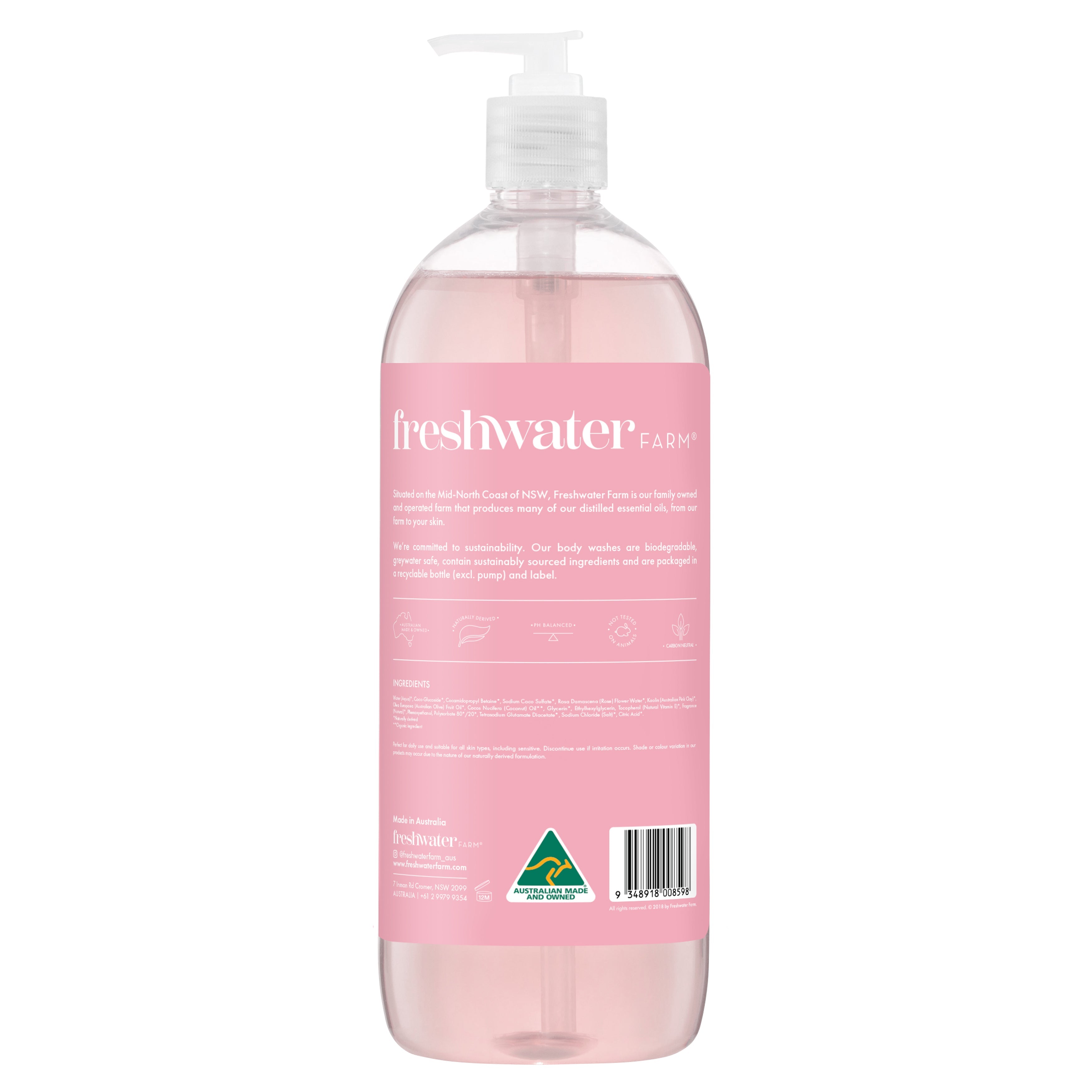 BODY WASH | Cleansing Rosewater + Pink Clay 1 Litre