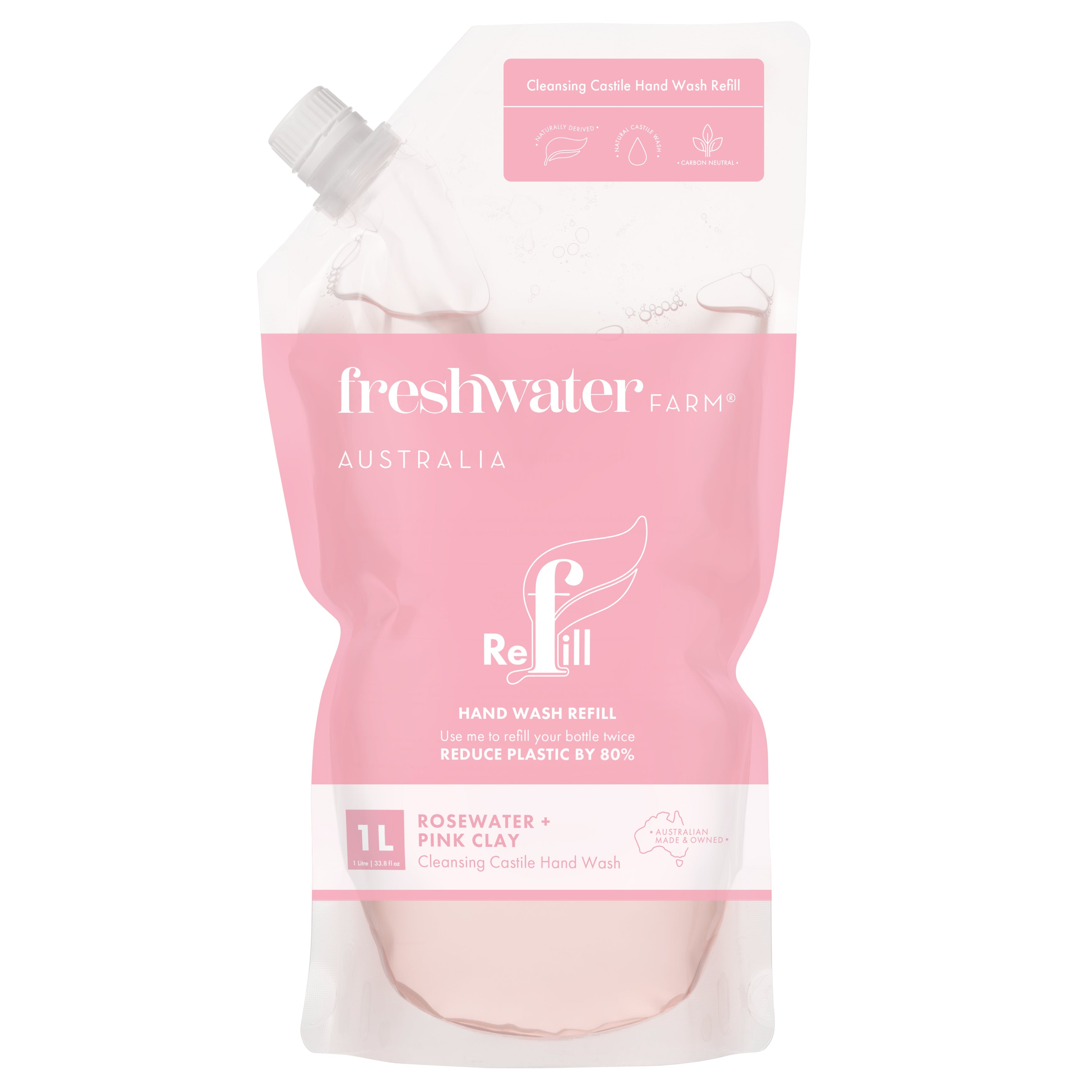HAND WASH REFILL | Cleansing Rosewater + Pink Clay Pouch Refill 1L