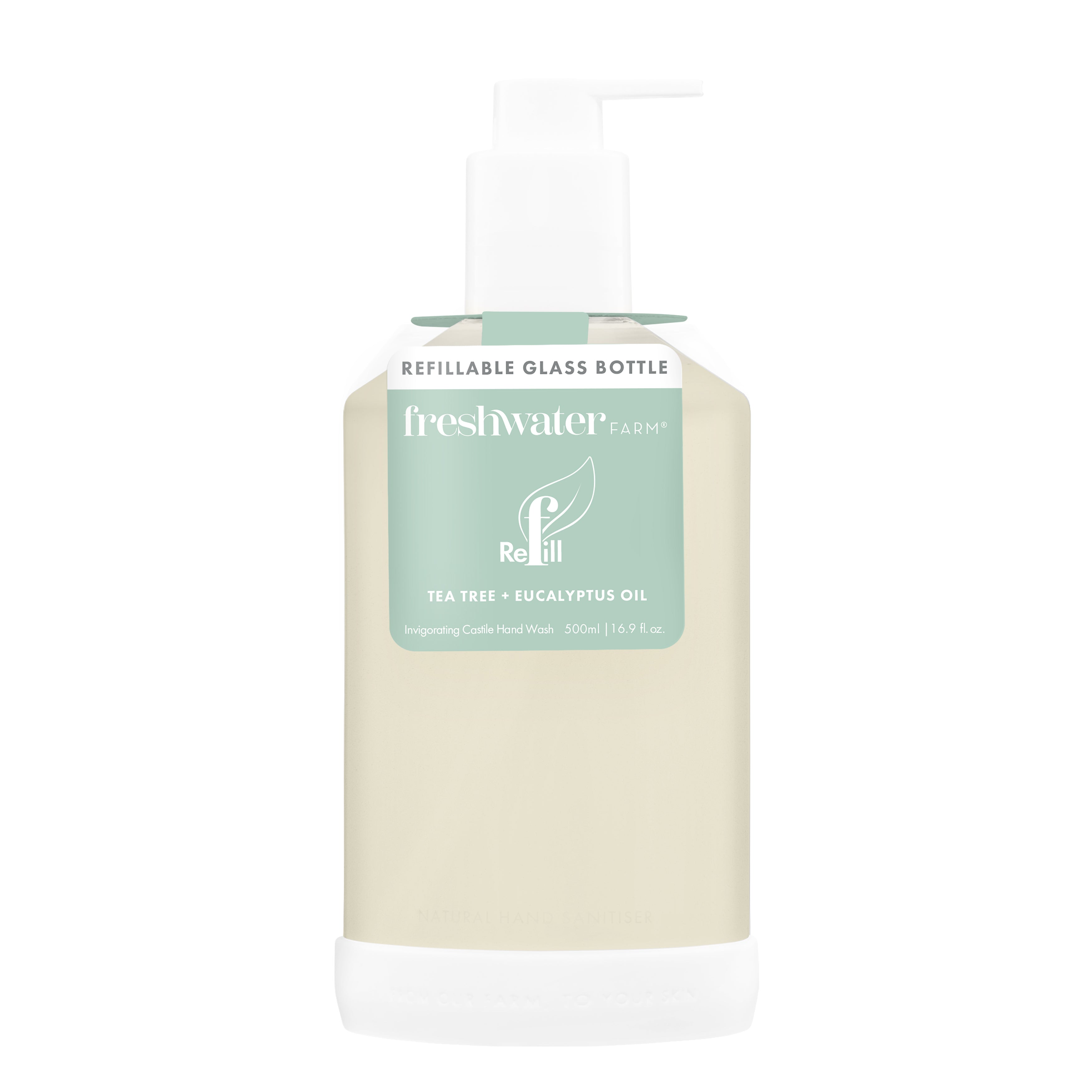 REFILLABLE GLASS BOTTLE | Sanitising Tea Tree + Eucalyptus Oil Hand Wash 500ml