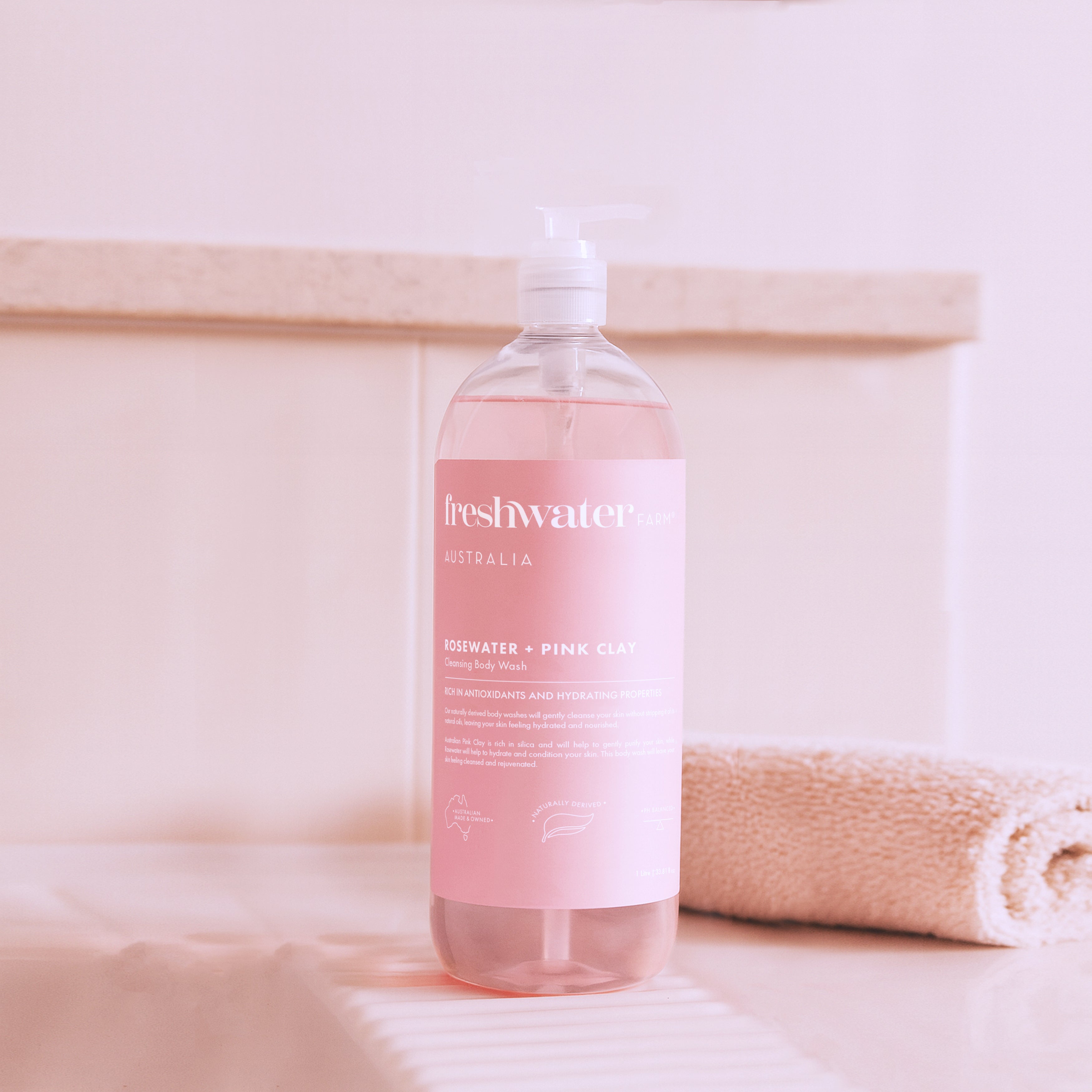 BODY WASH | Cleansing Rosewater + Pink Clay 1 Litre