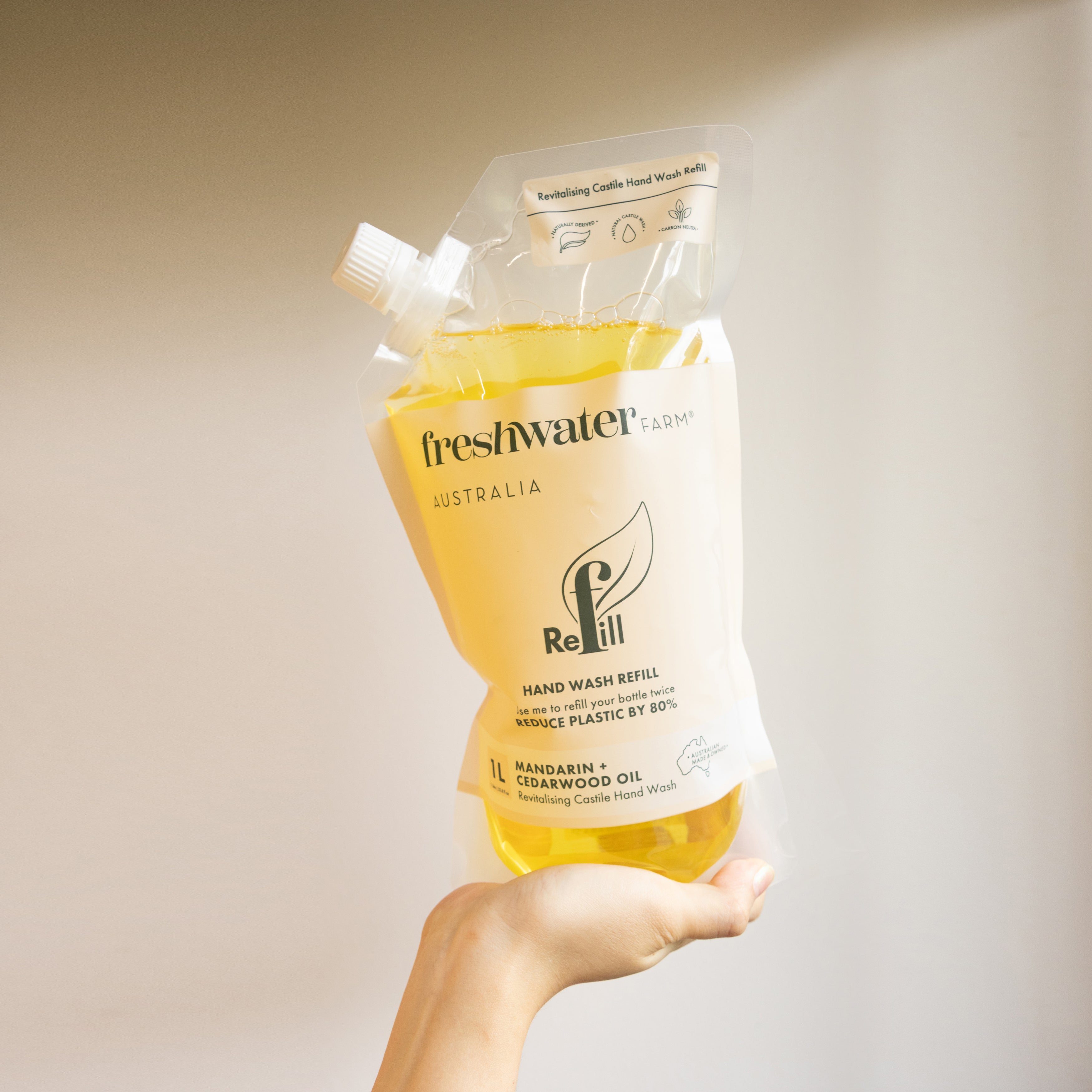 HAND WASH REFILL | Revitalising Mandarin + Cedarwood Oil Pouch Refill 1L