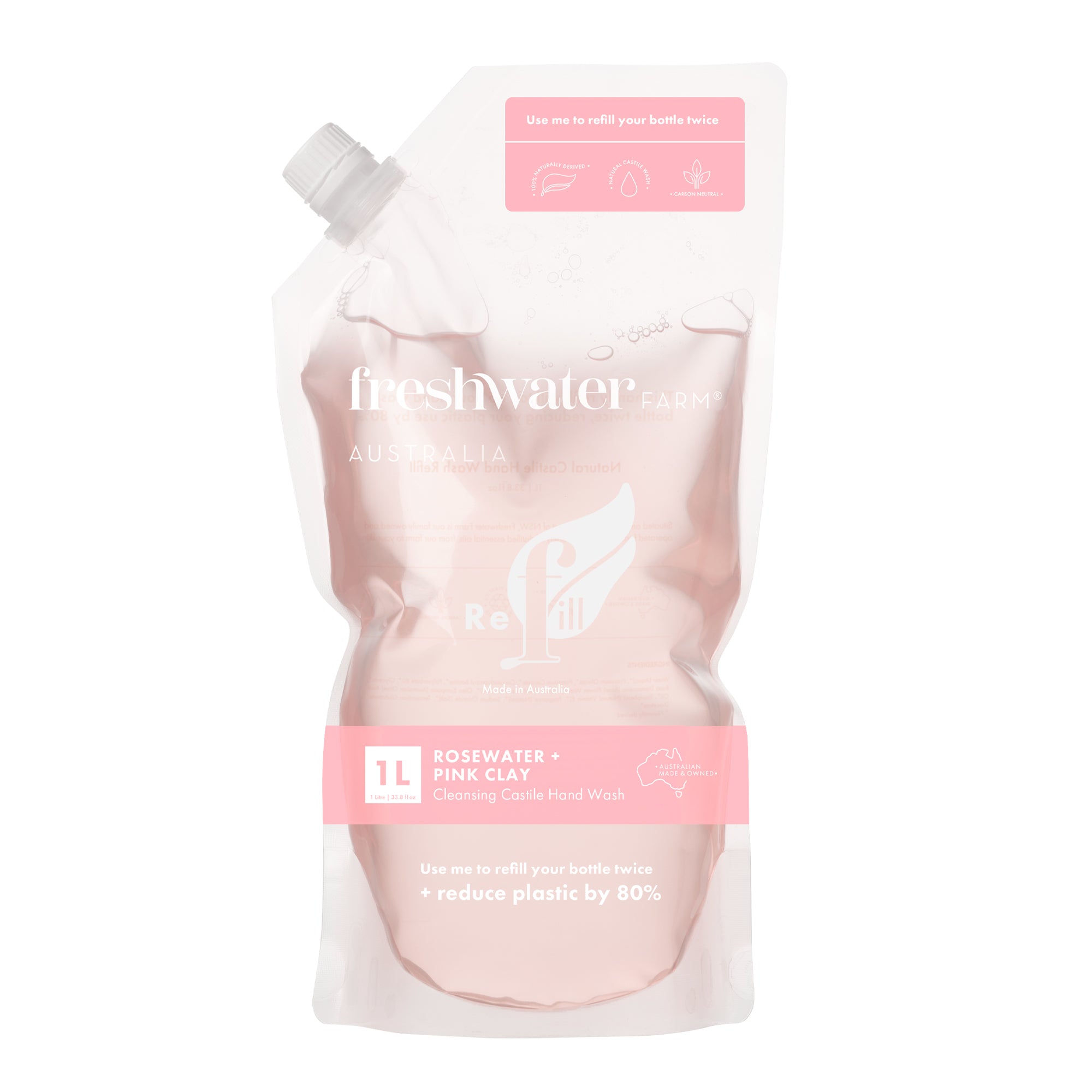 HAND WASH REFILL | Cleansing Rosewater + Pink Clay Pouch Refill 1L