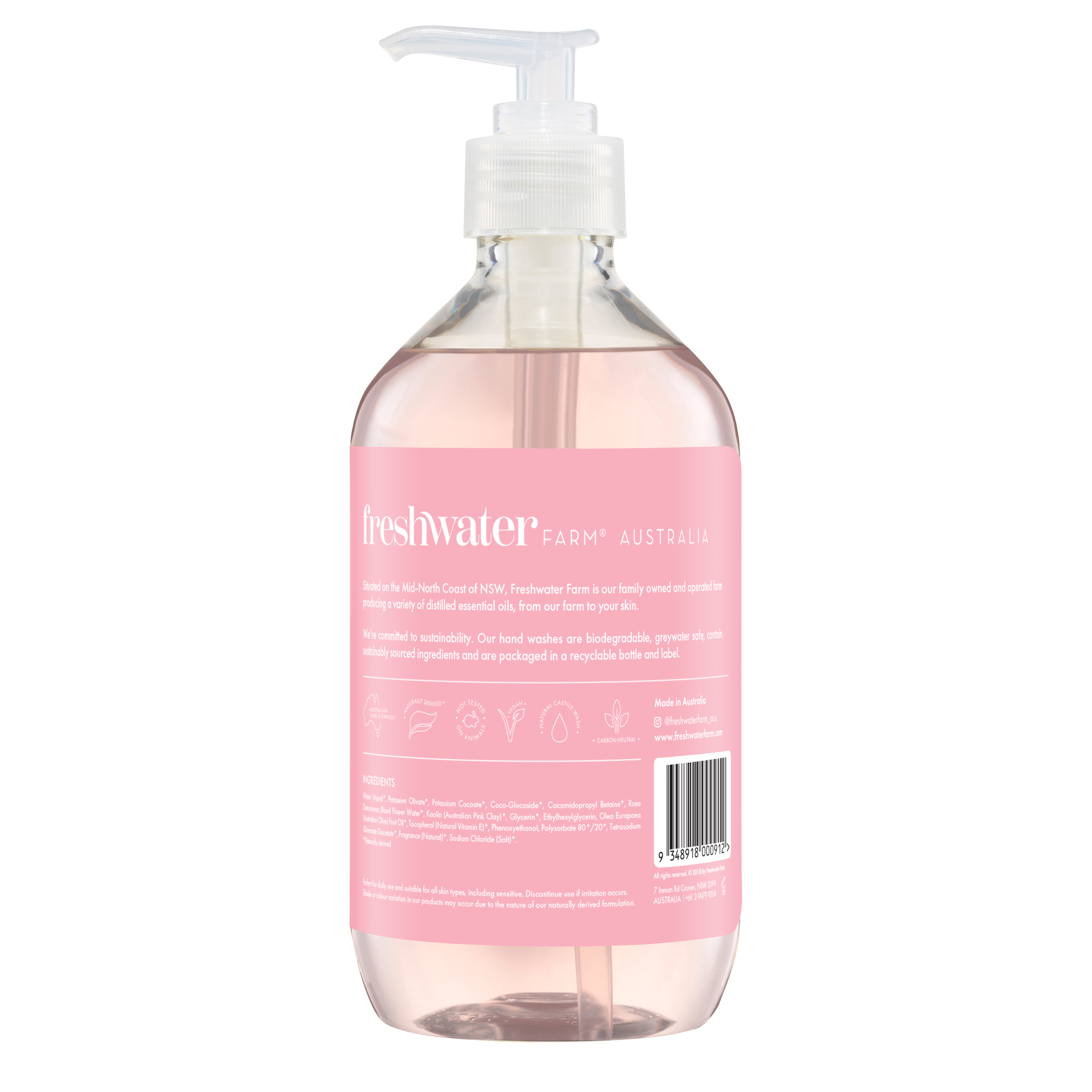 HAND WASH | Cleansing Rosewater + Pink Clay 500ml