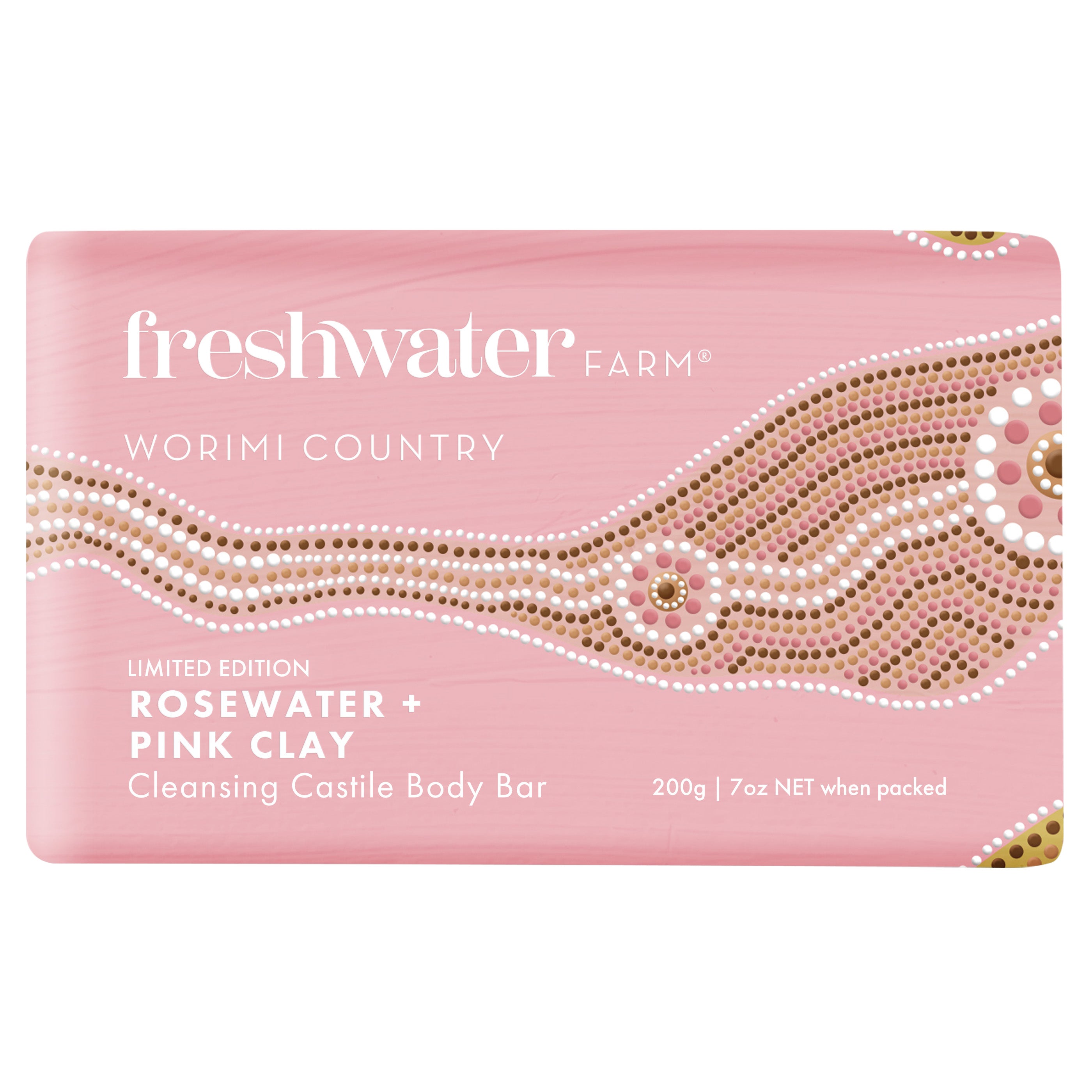 LIMITED EDITION BODY BAR | Cleansing Rosewater + Pink Clay 200g