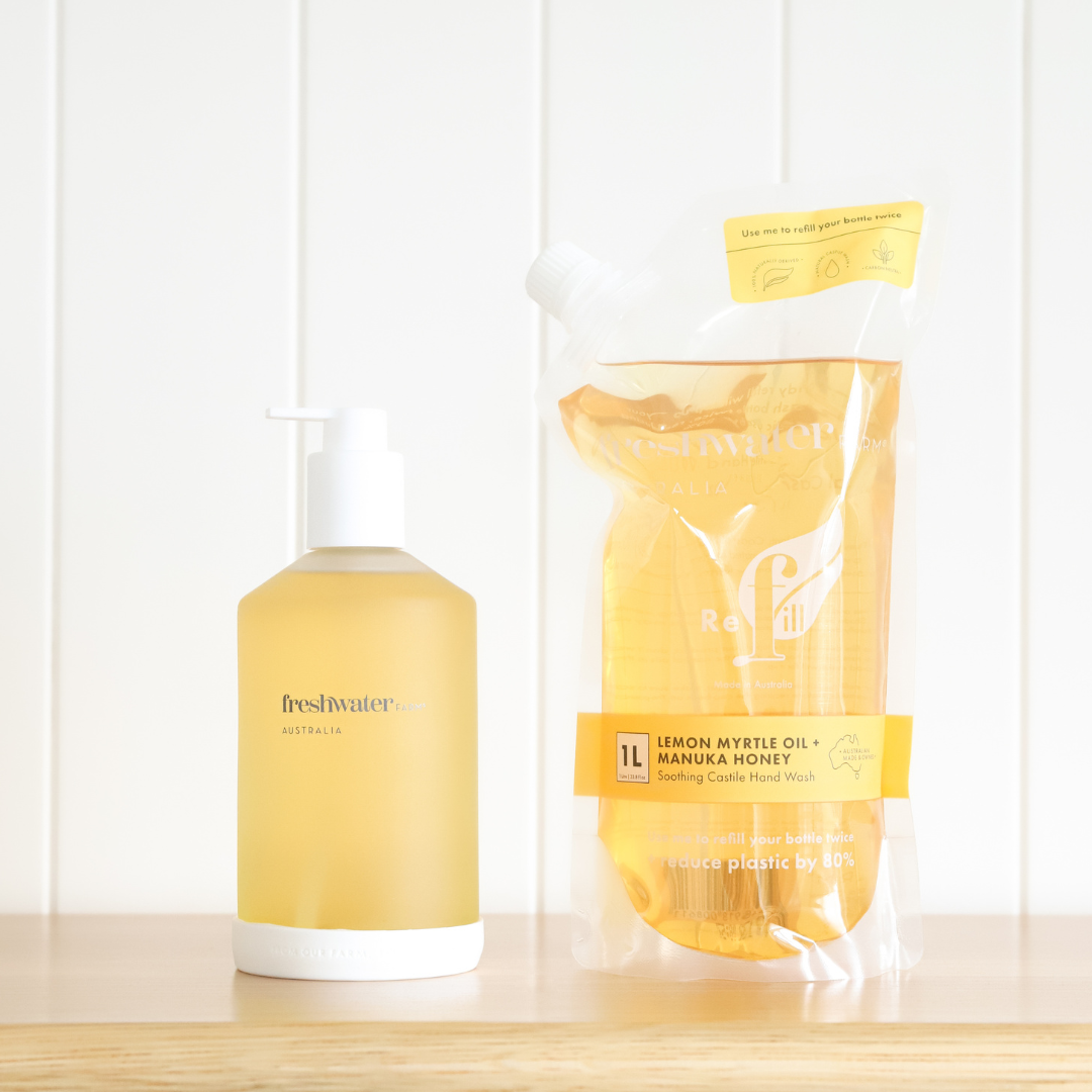 REFILLABLE GLASS BOTTLE | Soothing Lemon Myrtle Oil + Manuka Honey Hand Wash 500ml