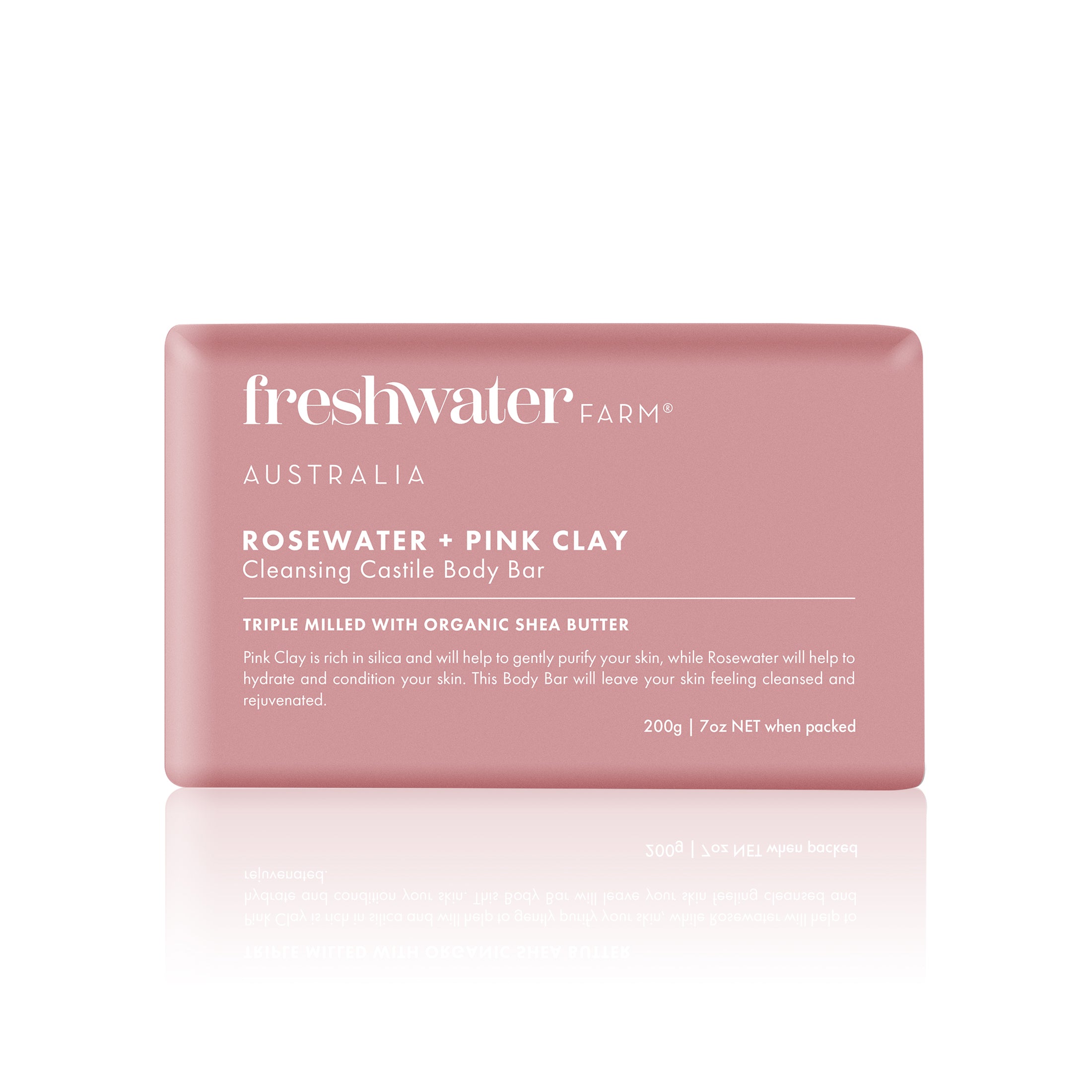 Freshwater Farm Rosewater + Pink Clay 200g Body Bar
